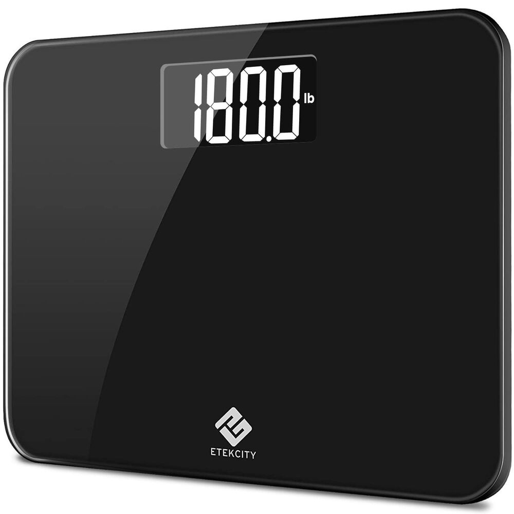 Etekcity Digital Scale Body Weight up440 lb Capacity Wide Glass LCD Display Blak